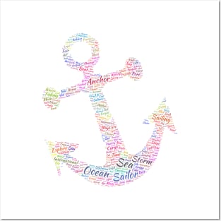 Anchor Sea Sailor Silhouette Shape Text Word Cloud Posters and Art